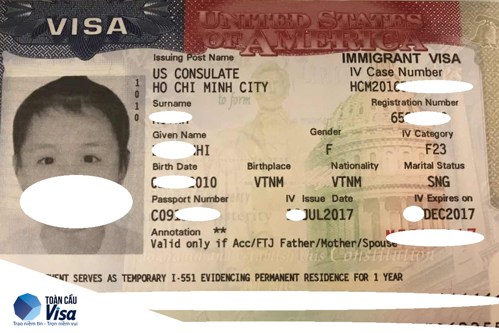 Visa của con chị Hường